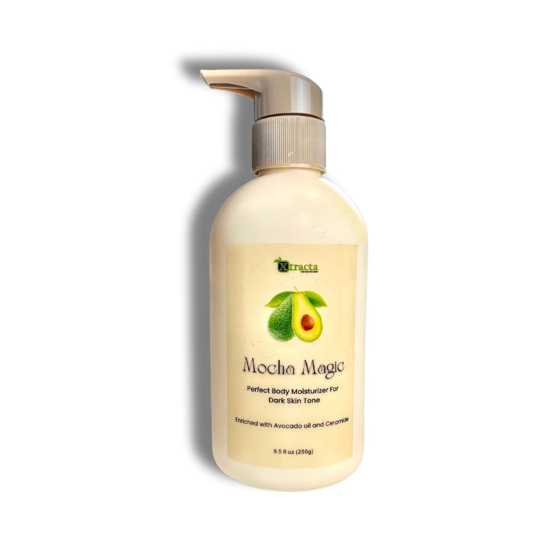 Body lotion formulated to hydrate and nourish dark and brown skin tones