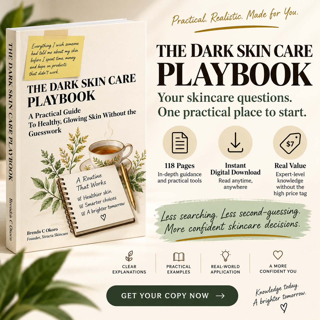 The Dark Skin Care Playbook by Xtracta Skincare, a 118-page digital skincare guide with practical guidance for making more confident skincare decisions.